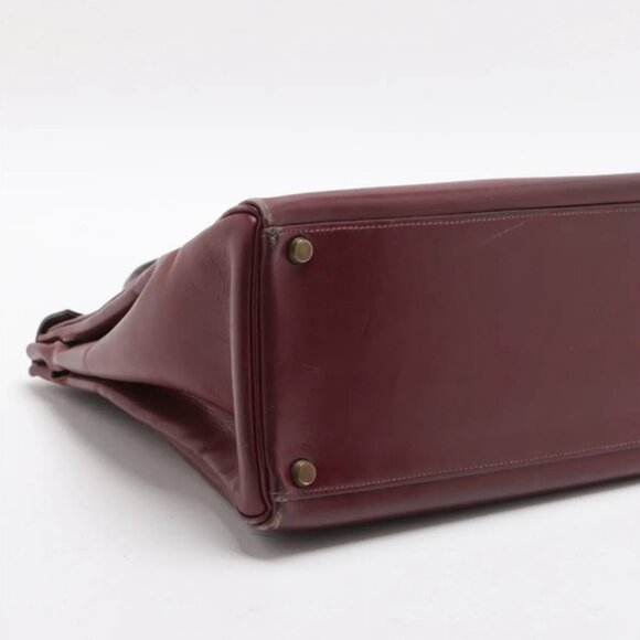 Hermes Kelly 35 Le Tournay Leather Handbag Rouge H - Picture 4 of 14